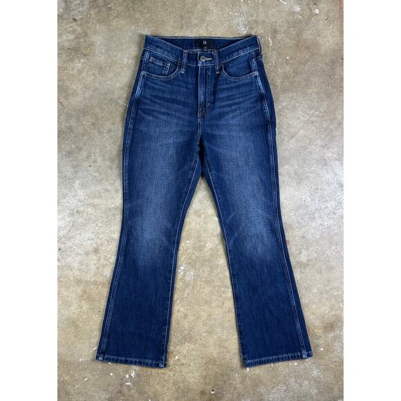 Banana Republic High Rise Crop Boot Jeans 26 Dark Wash Stretch Denim Flare - Picture 1 of 11